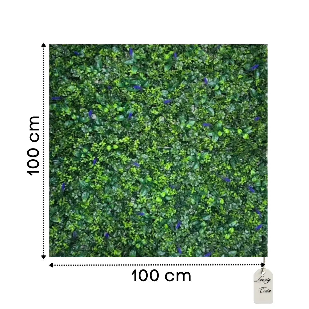 Artificial Boxwood & Purple Accent Green Wall Panel 100x100 cm Luxury Casa