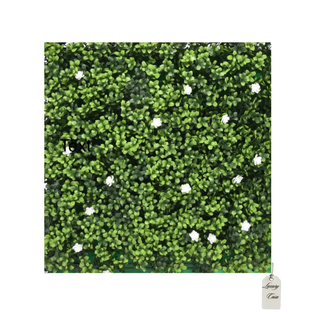 Artificial Boxwood & White Flower Green Wall Panel 100x100 cm Luxury Casa
