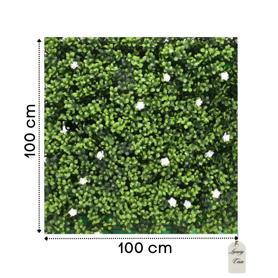 Artificial Boxwood & White Flower Green Wall Panel 100x100 cm Luxury Casa