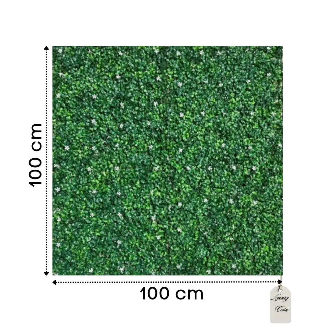 Artificial Boxwood & White Flower Green Wall Panel 100x100 cm Luxury Casa