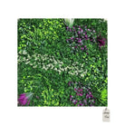 Artificial Designer Green Wall Panel with Purple & White Flowers 100x100 cm Luxury Casa