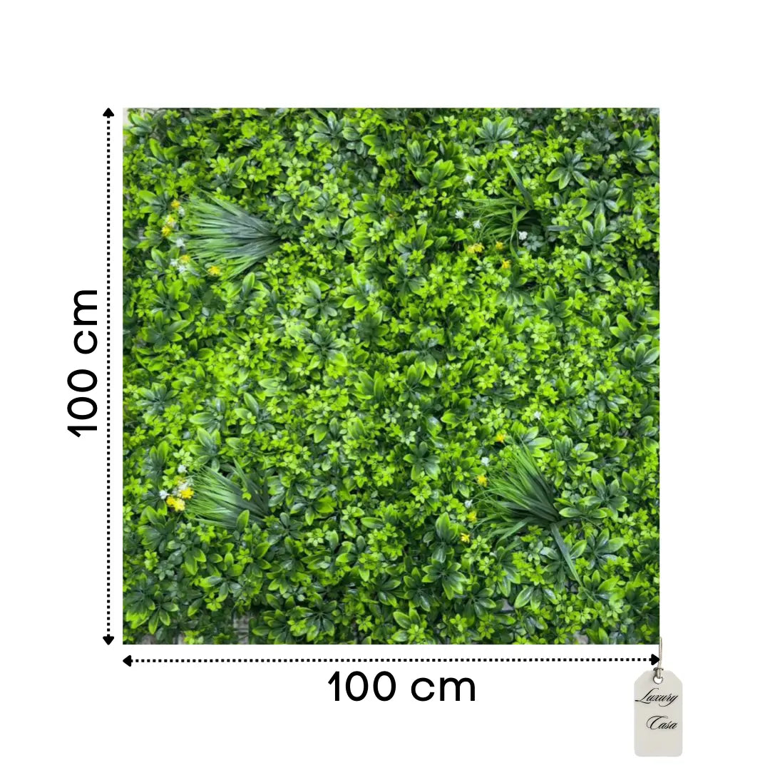 Artificial Mixed Leaf Green Wall Panel 100x100 cm Luxury Casa