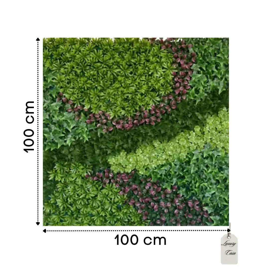 Artificial Patterned Mixed Leaf Green Wall Panel 100x100 cm Luxury Casa