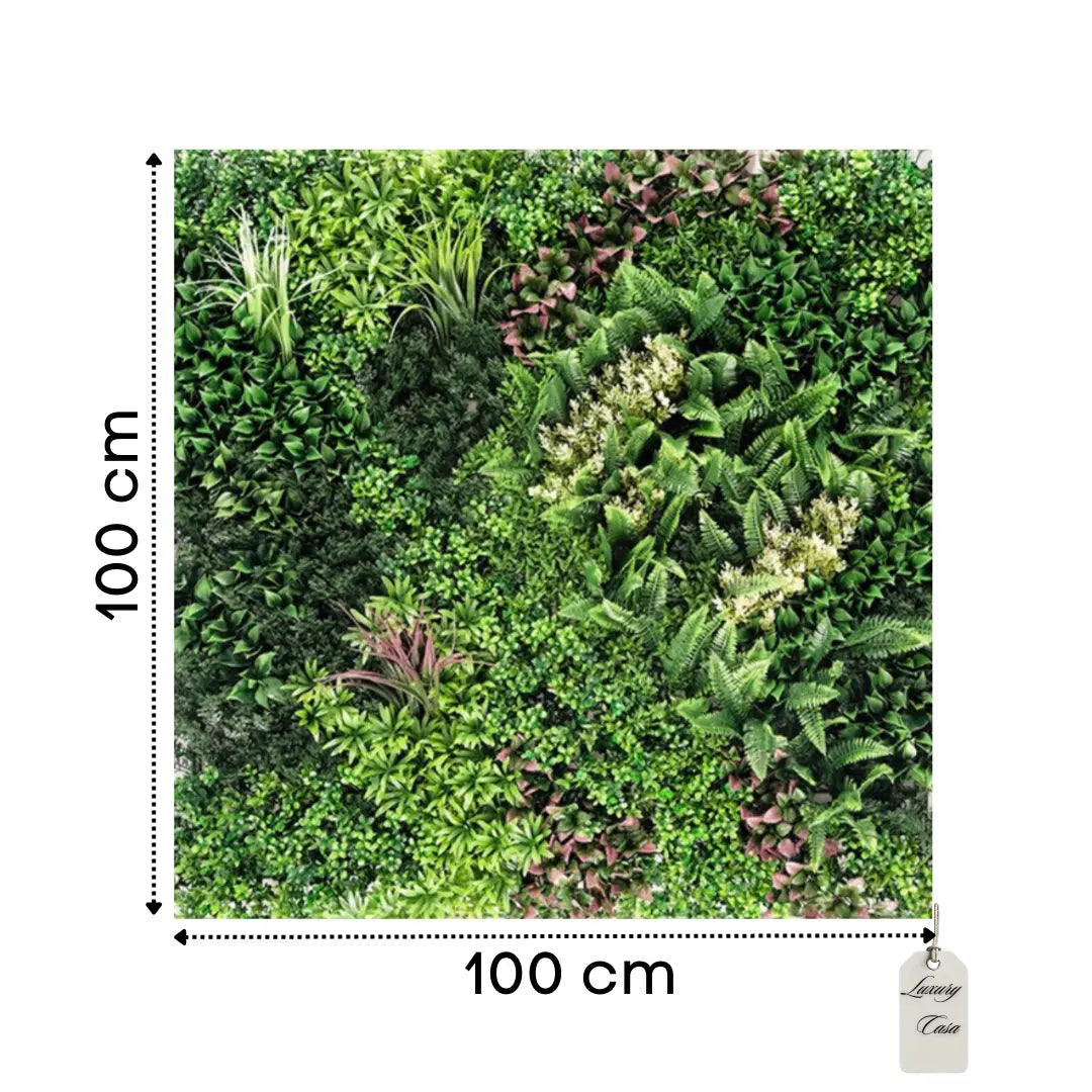 Artificial Premium Mixed Leaf Green Wall Panel 100x100 cm Luxury Casa