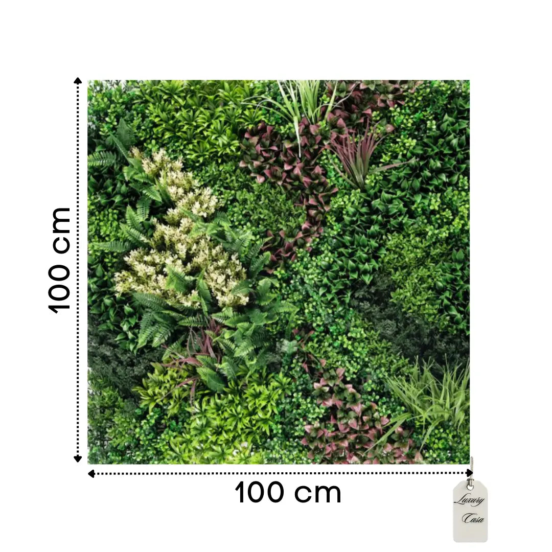Artificial Premium Mixed Leaf & Flower Green Wall Panel 100x100 cm Luxury Casa