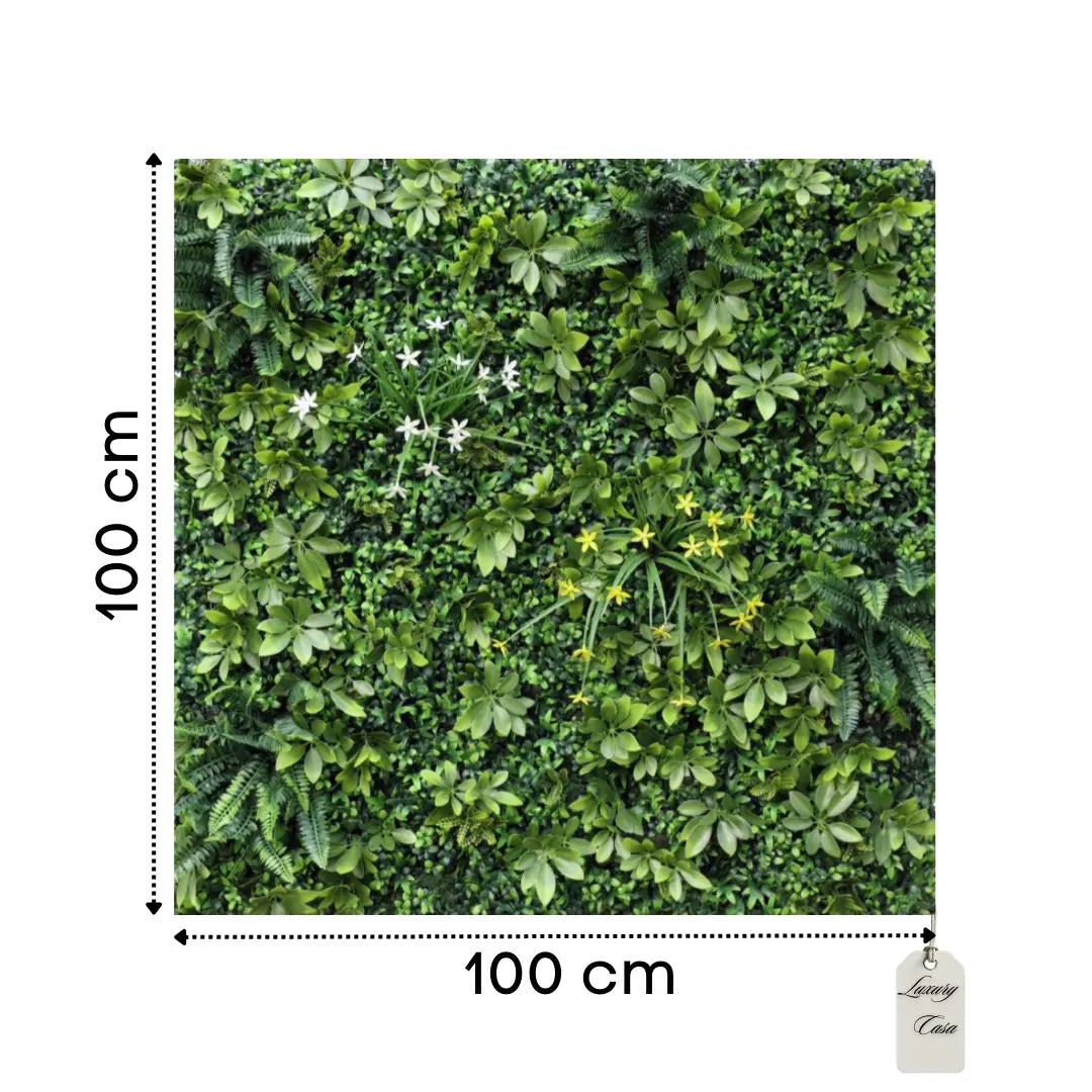 Artificial Schefflera & Flower Green Wall Panel 100x100 cm Luxury Casa