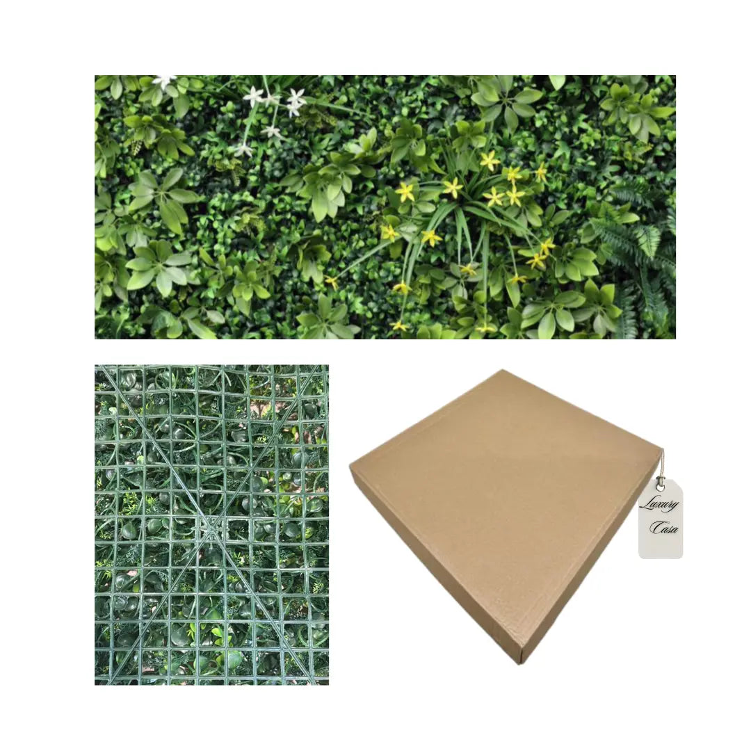 Artificial Schefflera & Flower Green Wall Panel 100x100 cm Luxury Casa