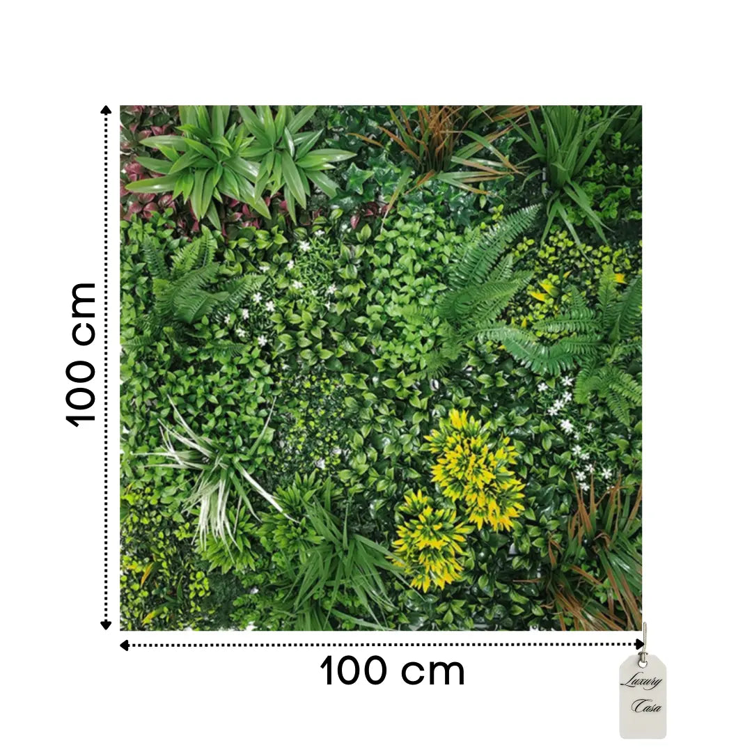 Artificial Tropical Mixed Leaf Green Wall Panel 100x100 cm Luxury Casa