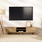Natural Oak Wooden TV Unit with Open Shelf Luxury Casa