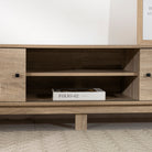 Natural Oak Wooden TV Unit with Open Shelf Luxury Casa