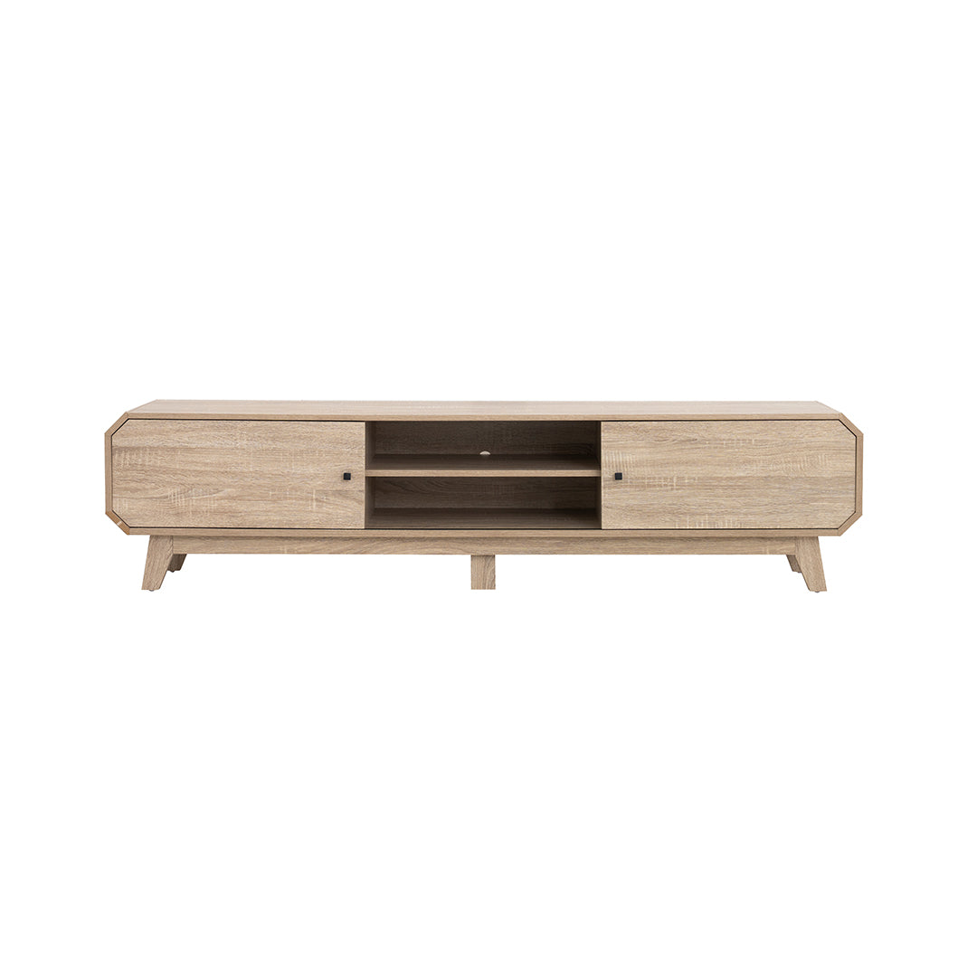 Natural Oak Wooden TV Unit with Open Shelf Luxury Casa