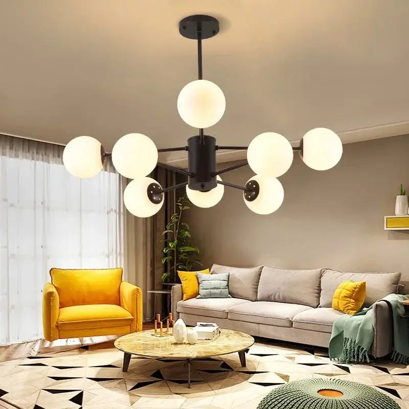 Black Metal With Matt Glass Bulb Roof Hanging Light Luxury Casa