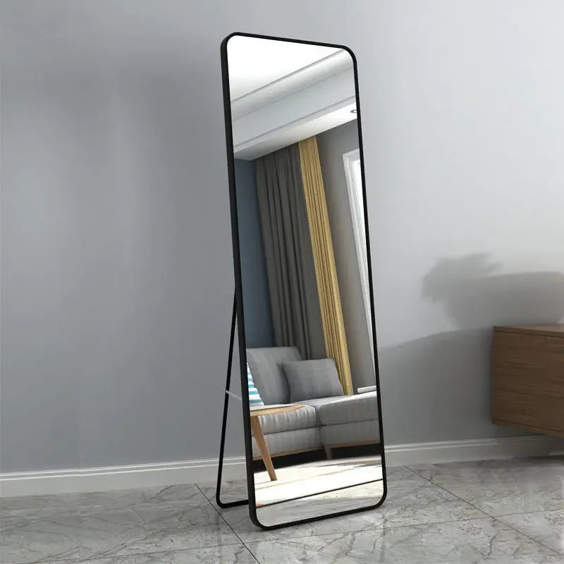 Black Rectangular Shape Aluminium Floor LED Mirror Luxury Casa