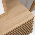 Oak Wooden TV Unit with Slatted Doors Luxury Casa