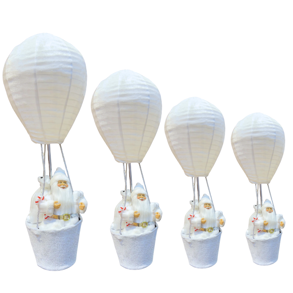 Santa Hot Air Balloon Christmas Decoration (White) Luxury Casa