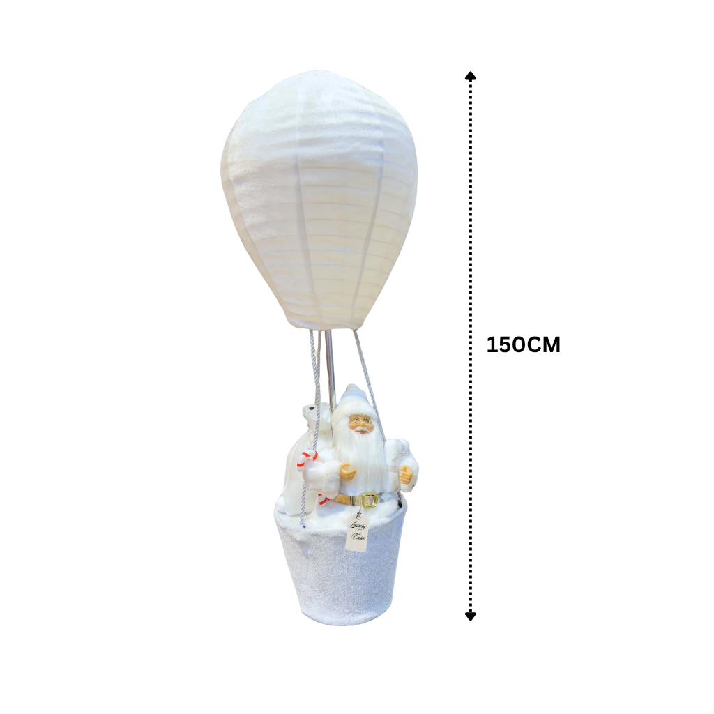 Santa Hot Air Balloon Christmas Decoration (White) Luxury Casa