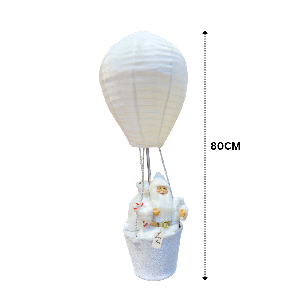 Santa Hot Air Balloon Christmas Decoration (White) Luxury Casa