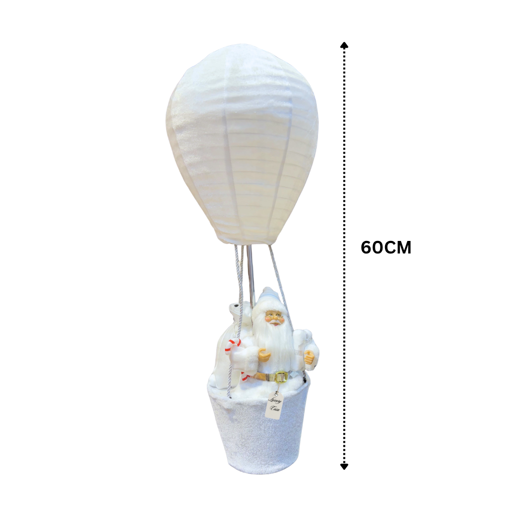 Santa Hot Air Balloon Christmas Decoration (White) Luxury Casa