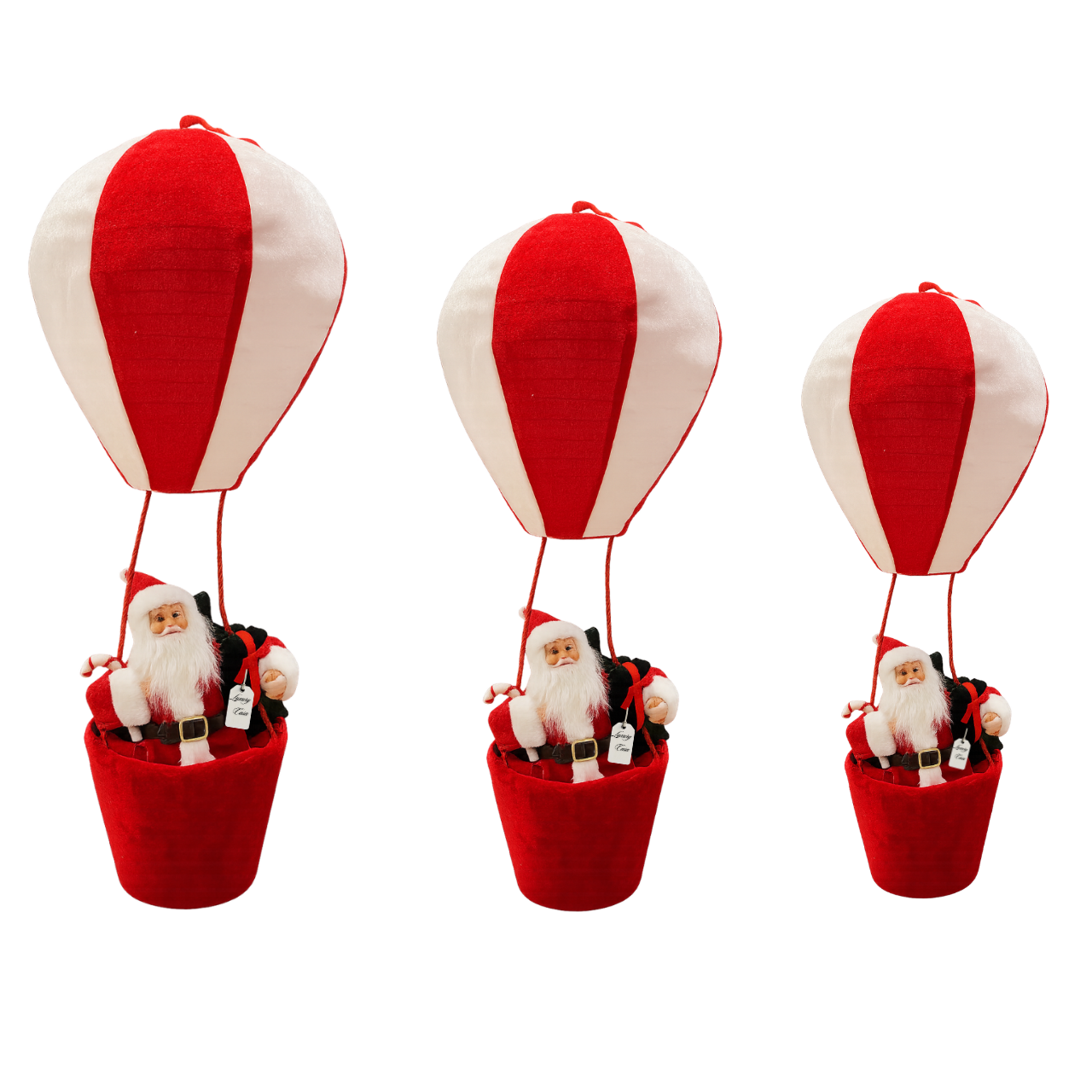 Classic Santa Hot Air Balloon Christmas Decoration (Red & White) Luxury Casa