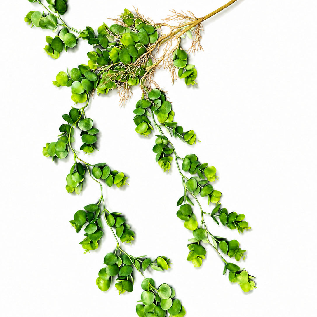 Artificial Hanging Coin Leaf Root Vine Spray