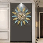 Feathers Style Metal Wall Clock  Luxury Casa
