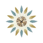 Feathers Style Metal Wall Clock  Luxury Casa