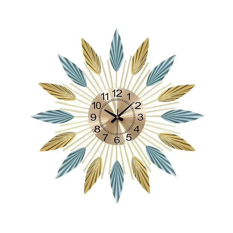 Feathers Style Metal Wall Clock  Luxury Casa