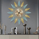Feathers Style Metal Wall Clock  Luxury Casa