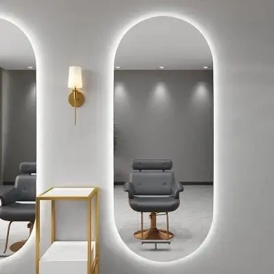 Frameless Oval Shape Wall Mirror With Hidden LED Light Luxury Casa