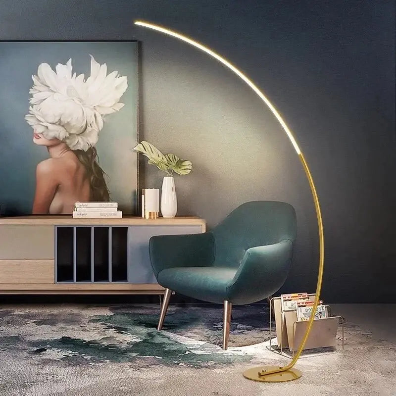 Golden Curvey Floor Lamp Luxury Casa