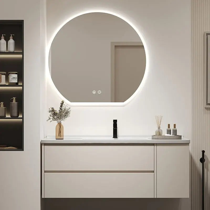 Half Moon Shape Round Wall Mirror With LED Luxury Casa