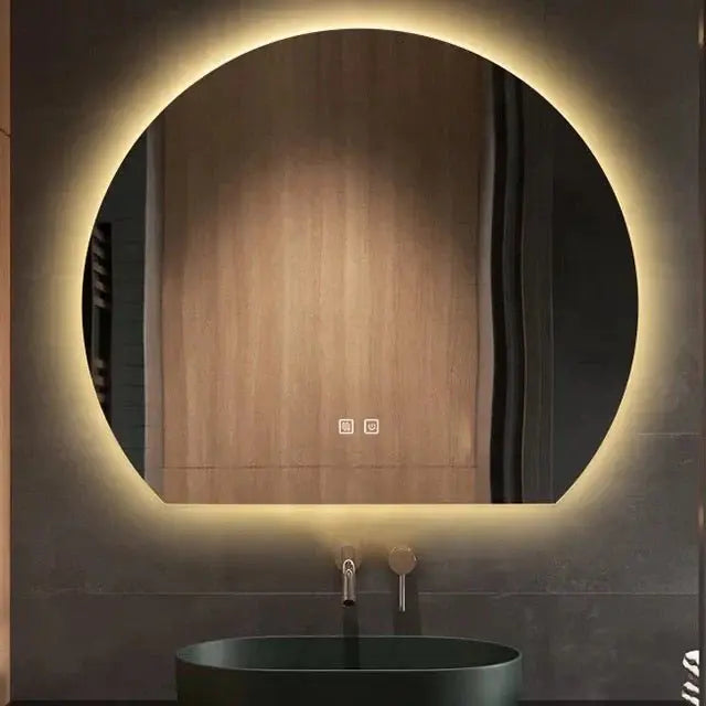 Half Moon Shape Round Wall Mirror With LED Luxury Casa
