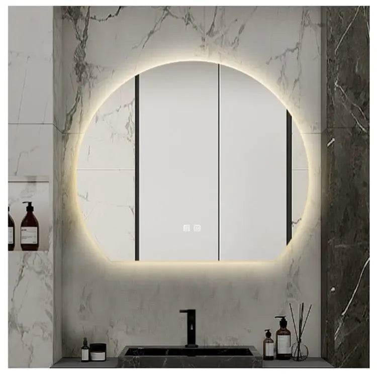 Half Moon Shape Round Wall Mirror With LED Luxury Casa