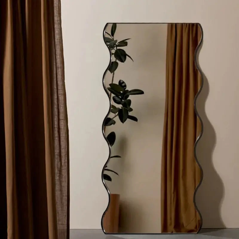 Irregular Shape Wiggly Black Frame Mirror Luxury Casa