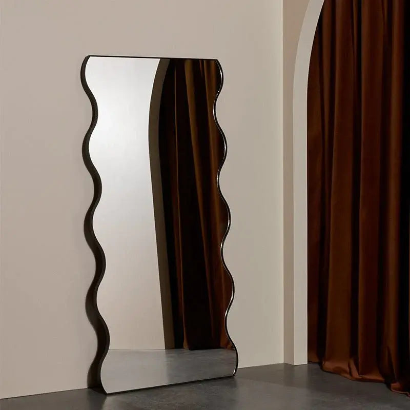 Irregular Shape Wiggly Black Frame Mirror Luxury Casa