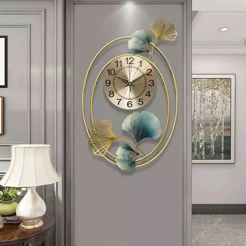 Leaves Iron Wall Clock Luxury Casa