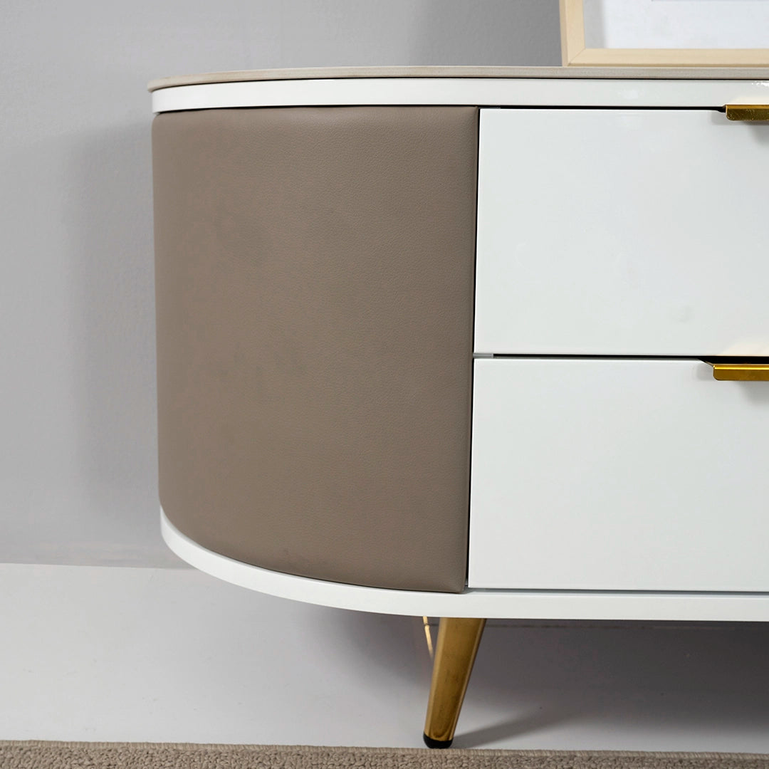 Modern TV Unit with White & Taupe Finish Luxury Casa