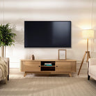 Natural Oak TV Unit with Sliding Doors Luxury Casa