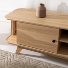Natural Oak TV Unit with Sliding Doors Luxury Casa