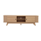 Natural Oak TV Unit with Sliding Doors Luxury Casa
