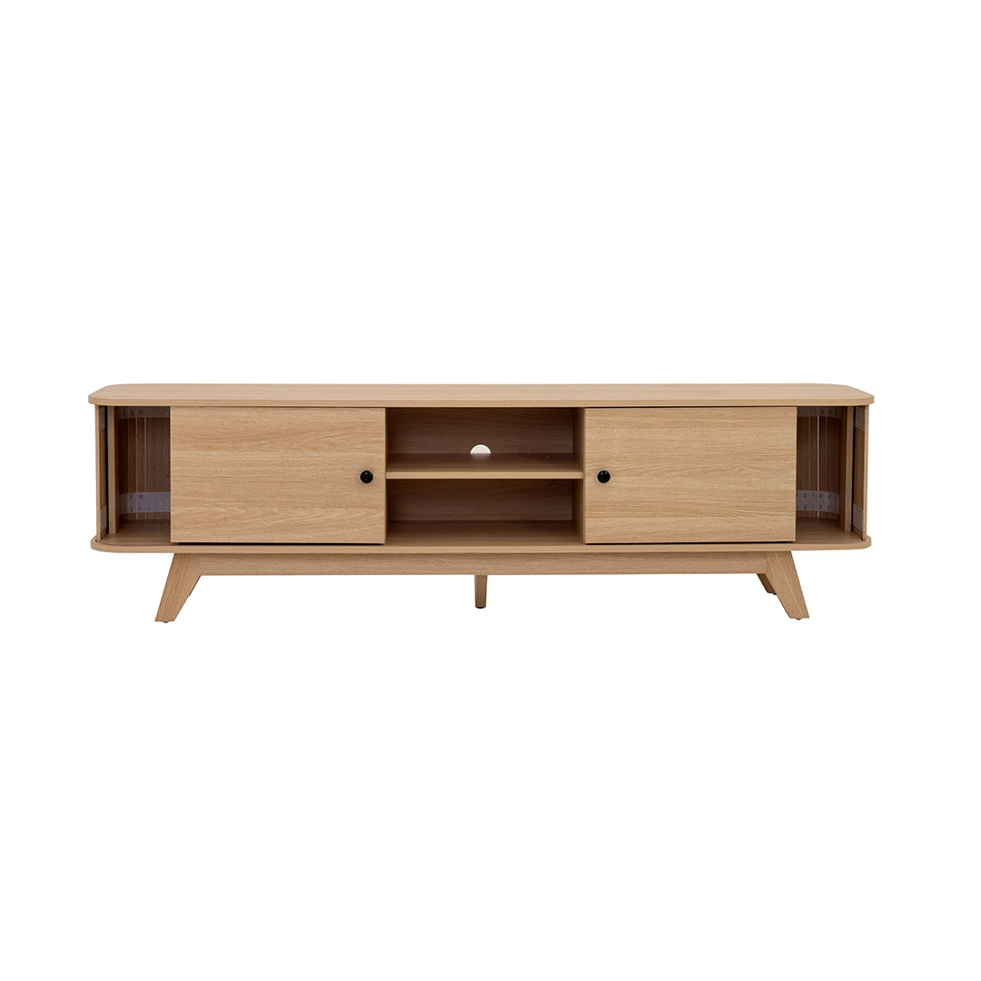 Natural Oak TV Unit with Sliding Doors Luxury Casa