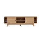 Natural Oak TV Unit with Sliding Doors Luxury Casa