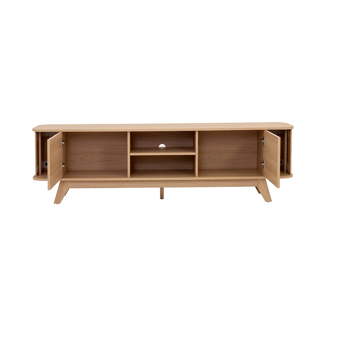 Natural Oak TV Unit with Sliding Doors Luxury Casa