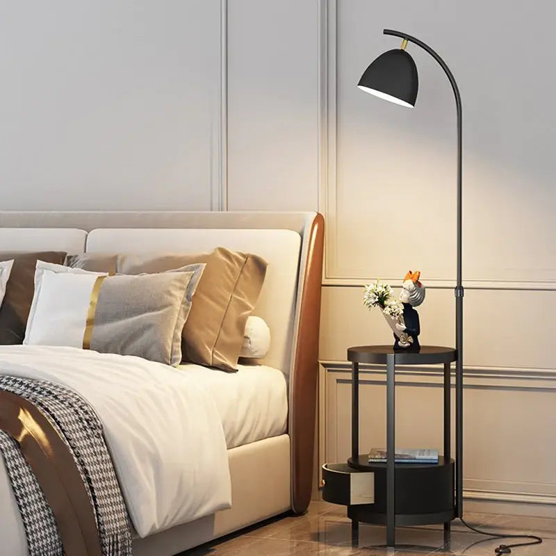 Metal Floor Lamp With Contacted Side Table Luxury Casa