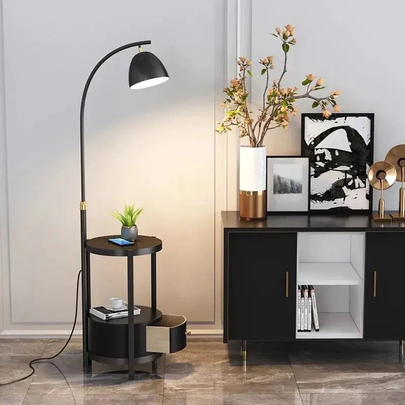 Metal Floor Lamp With Contacted Side Table Luxury Casa