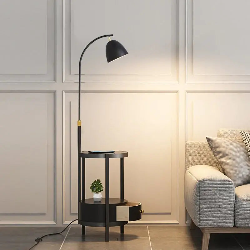 Metal Floor Lamp With Contacted Side Table Luxury Casa