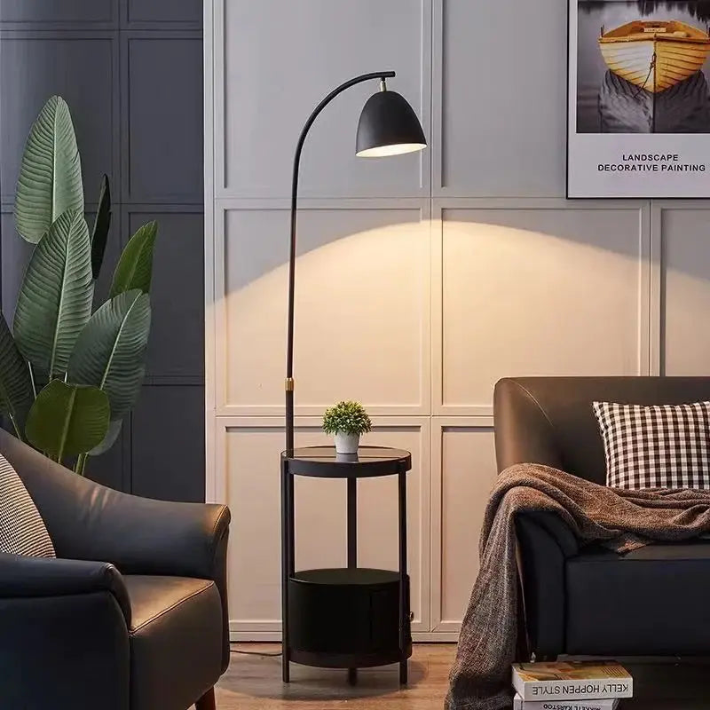 Metal Floor Lamp With Contacted Side Table Luxury Casa