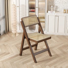 Mid- Century Modern Natural Wood & Rattan Folding Chair Luxury Casa