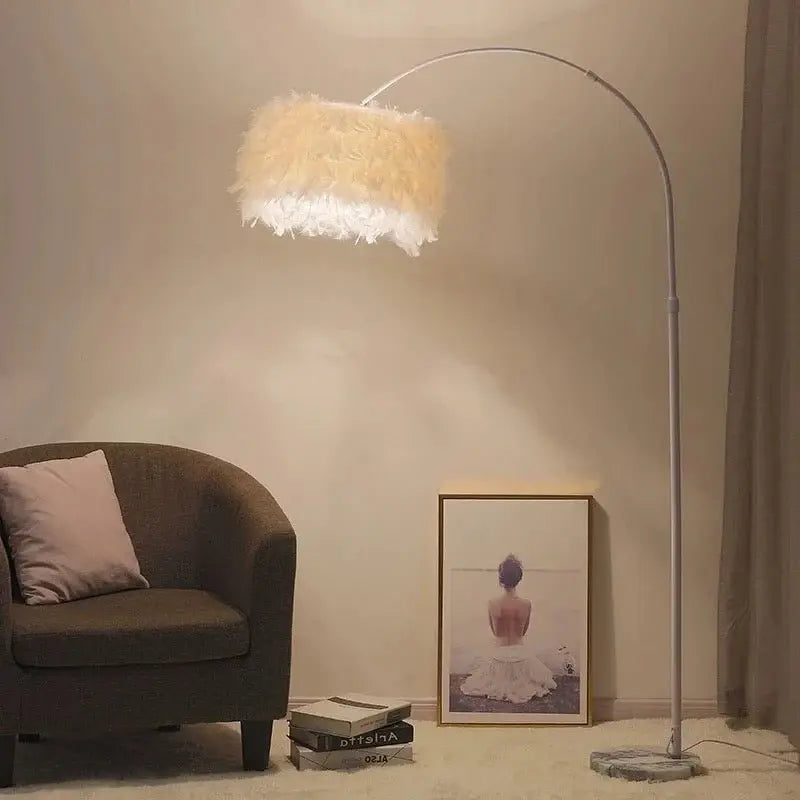 Mini Feathers With Marble Base Floor Lamp Luxury Casa