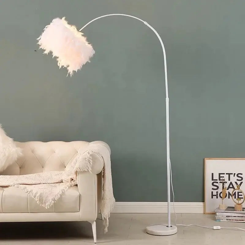 Mini Feathers With Marble Base Floor Lamp Luxury Casa